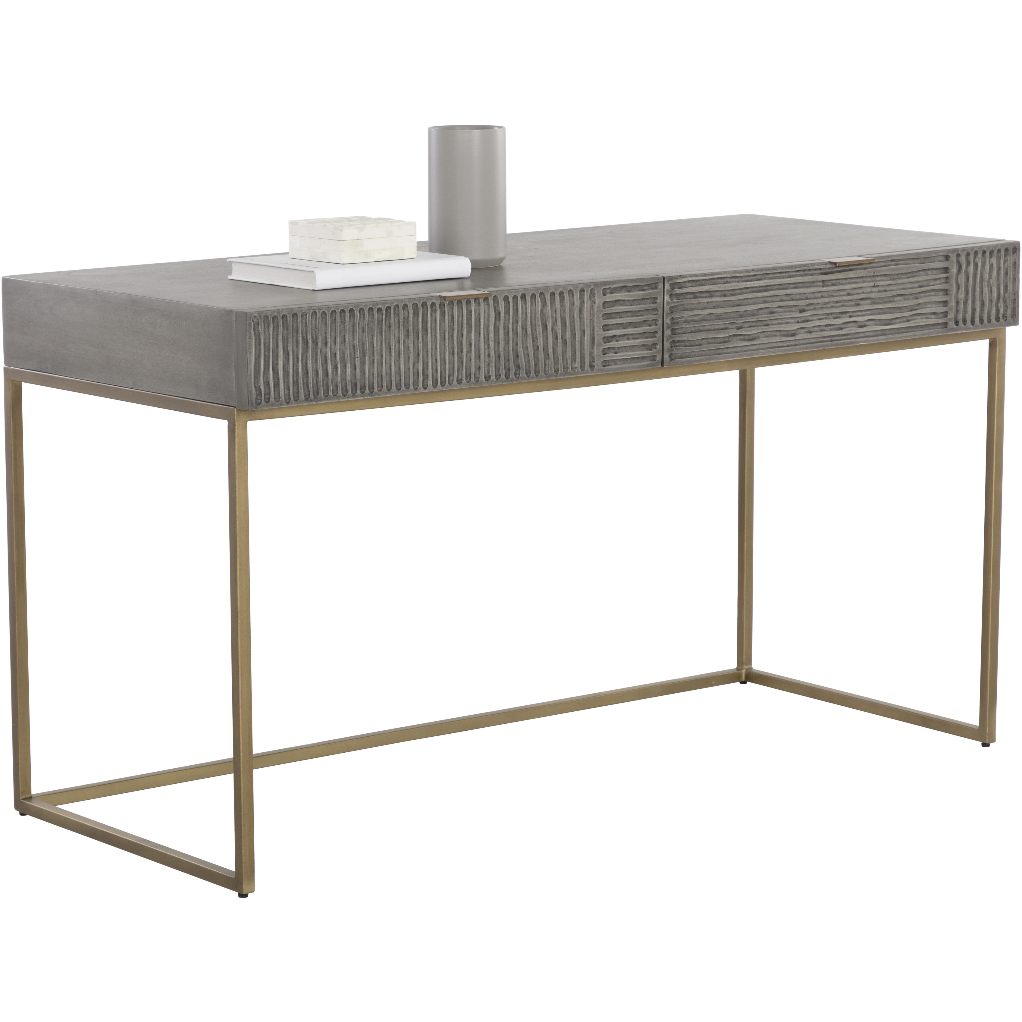 Markel 56 X 24.75 inch Grey / Antique Brass Desk